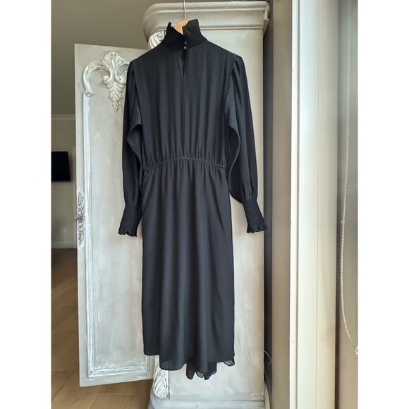 Isabel Marant Etoile Yescott Dress Sz 6 EU Sz 36 Black Silk Asymmetric Midi NWT - Picture 4 of 12